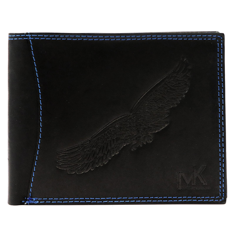 Money Kepper męski portfel skóra naturalna rozbudowany wzór ptak