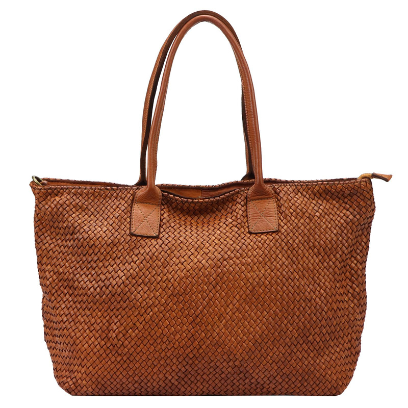 VS Pleciona shopperbag damska Damska torebka na ramię ze skóry naturalnej