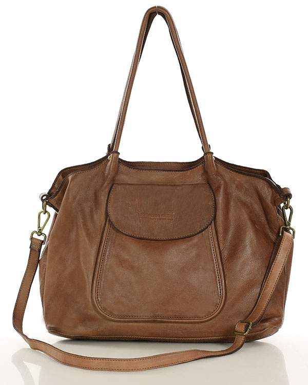 MARCO MAZZINI Torebka skórzana shopper bag ispirato dalla natura brąz