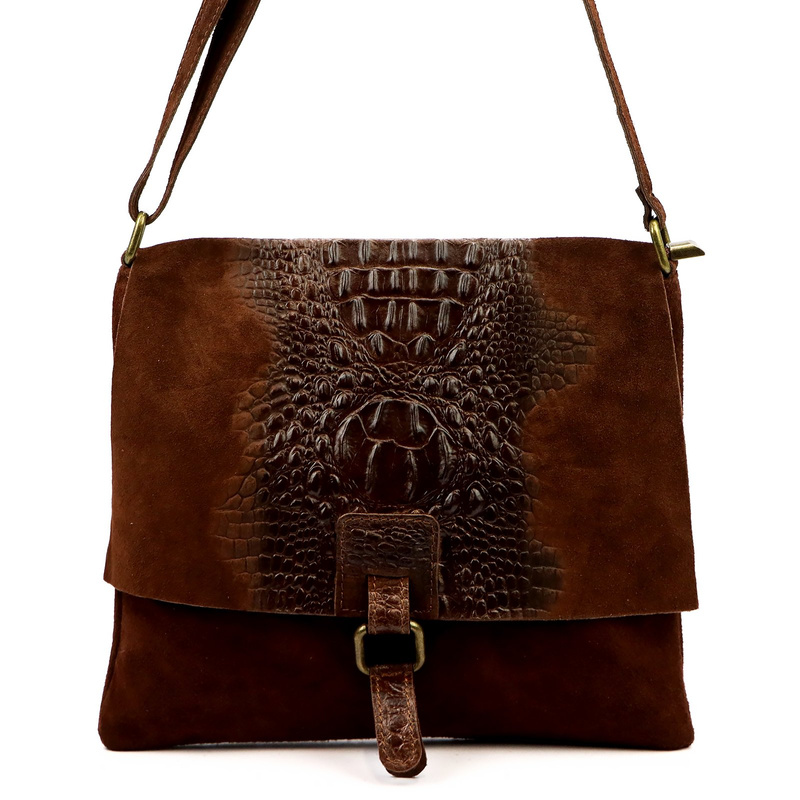 Vera Pelle damska listonoszka skórzana torebka na ramię skóra krokodyla