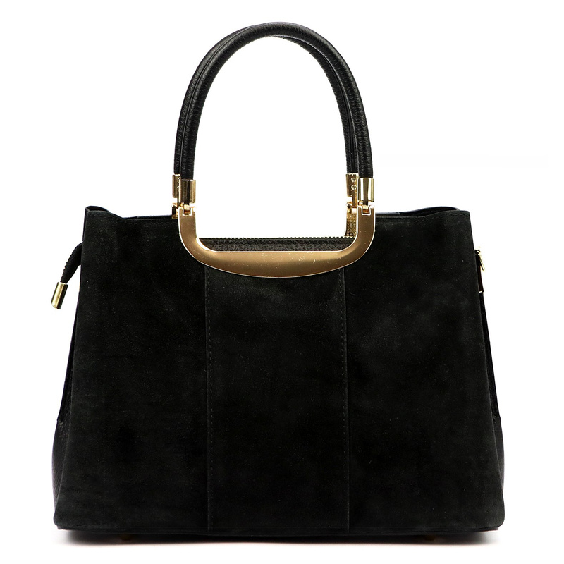 Vera Pelle damski skórzany kuferek torebka do ręki z paskiem i organizerem