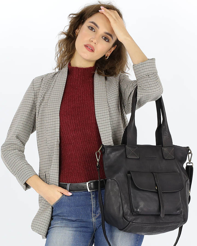 Torebka miejska skórzana w harmonii z naturą - MARCO MAZZINI czarna