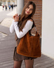 Torebka skórzana ponadczasowy design worek na ramię XL hobo leather bag - MARCO MAZZINI nubuk brąz migdałowy