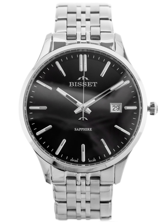 ZEGAREK MĘSKI BISSET BSDF383 (zb094b) - SZAFIROWE SZKŁO