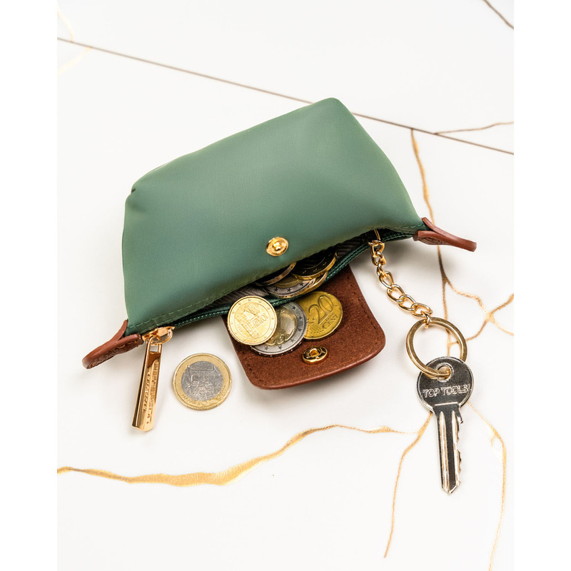 Jasnozielone etui na klucze z poliestru i skóry ekologicznej - Peterson