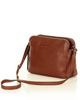 Torebka skórzana crossbody listonoszka dwie komory - MARCO MAZZINI brąz migdałowy