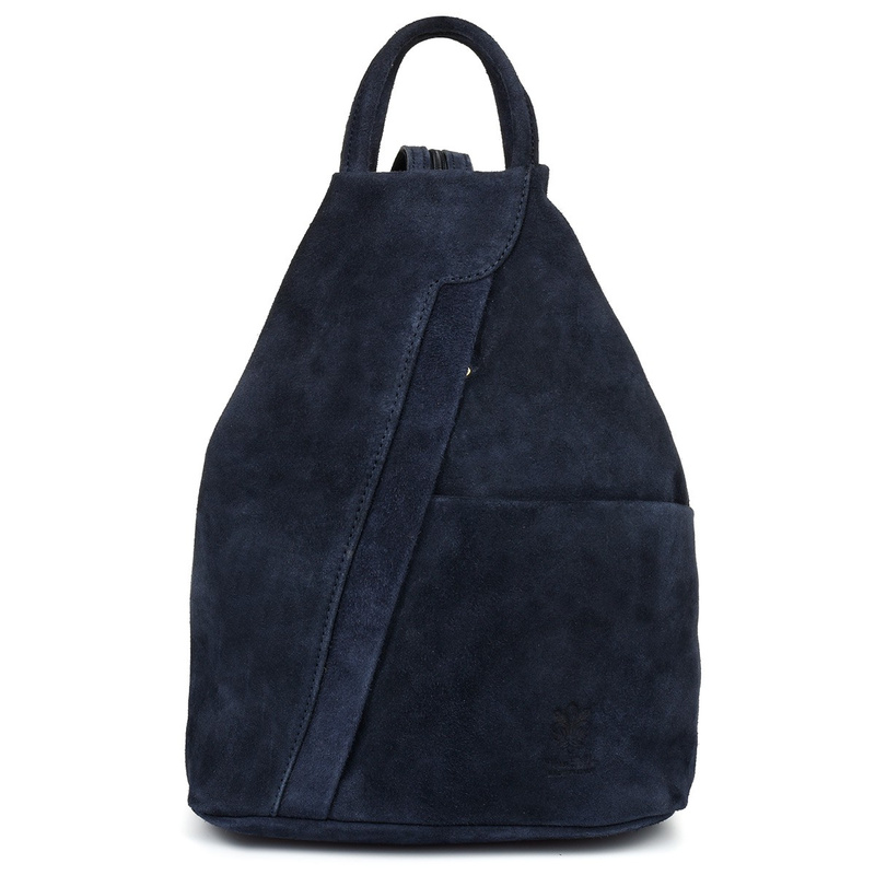 Granatowy Vera Pelle włoski Plecak Skórzany damski mały T53