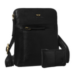 Męska listonoszka ze skóry naturalnej w czarnym kolorze, jednokomorowa i zamykana suwakiem - Peterson