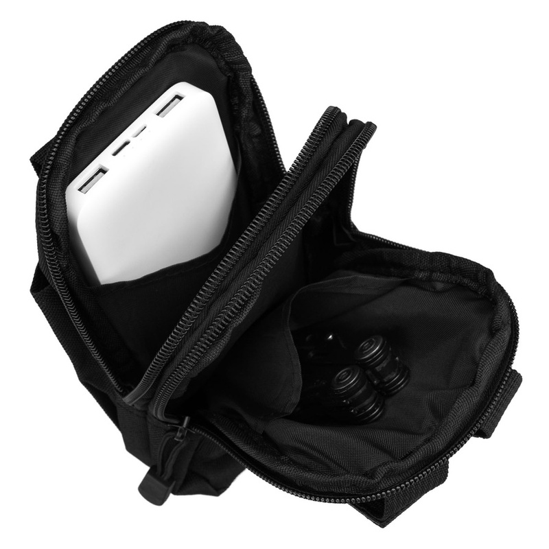 Czarna saszetka do paska wykonana z wytrzymałego poliestru - Rovicky