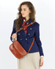 Skórzana torebka saddle bag półksiężyc sztywna skóra - MARCO MAZZINI brąz camel