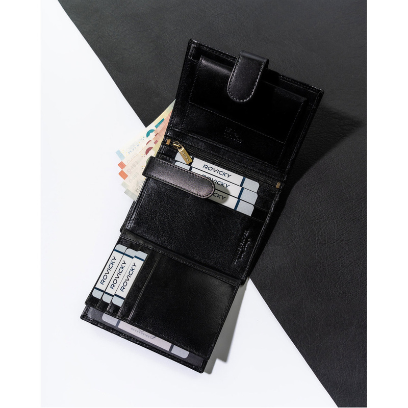 Skórzany męski portfel Rovicky N104L-RVT RFID