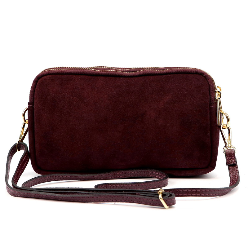 Gregorio damska listonoszka skóra naturalna zamsz trzykomorowa na ramię