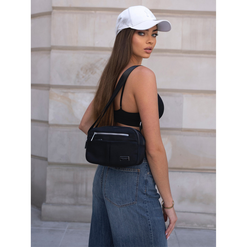 Czarna listonoszka damska na szerokim pasku - Peterson