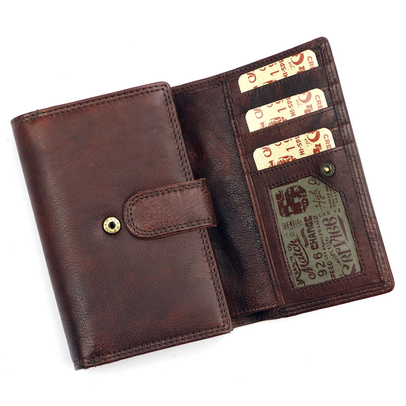 Route 66 damski portfel podłużny skóra naturalna pojemna portmonetka