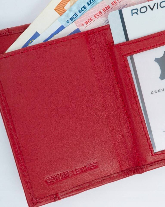 Rovicky mały damski portfel skóra naturalna zgrabna portmonetka pojemna