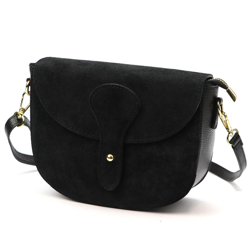 Vera Pelle damska listonoszka skóra zamszowa torebka na ramię z kieszenią