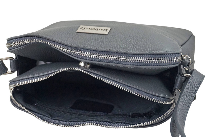 Torebka skórzana damska włoska - Szara ciemna