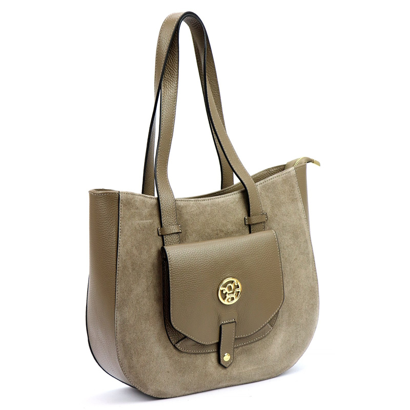 Gregorio duża Skórzana damska shopperbag torebka na ramię z kieszenią