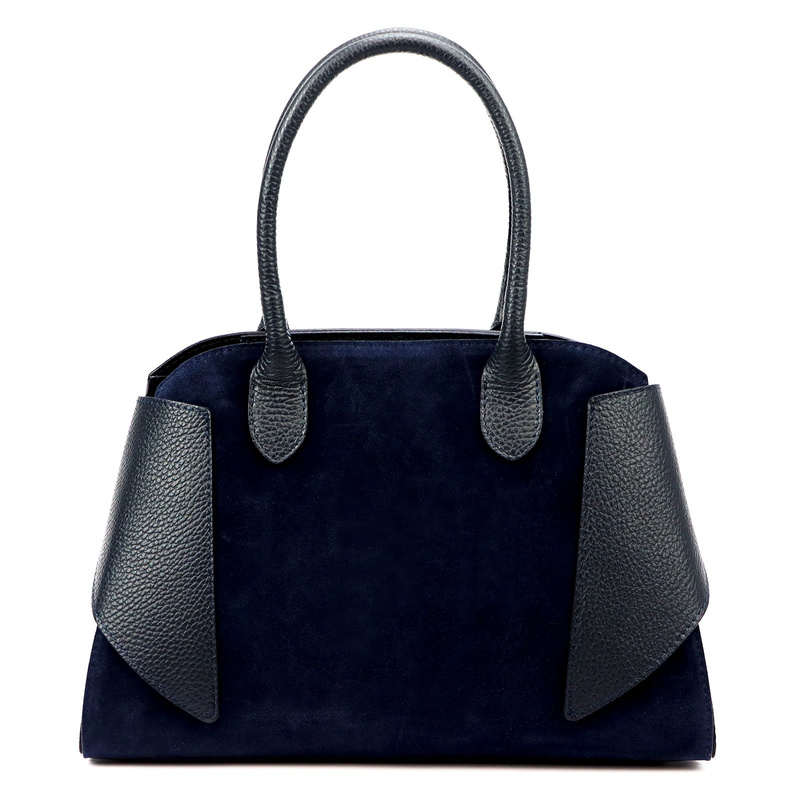 Vera Pelle damska torebka na ramię skóra naturalna i zamsz listonoszka