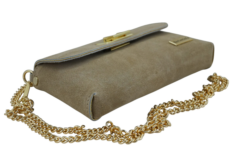 Zamszowa kopertówka na łańcuszku Barberinis - Beżowa