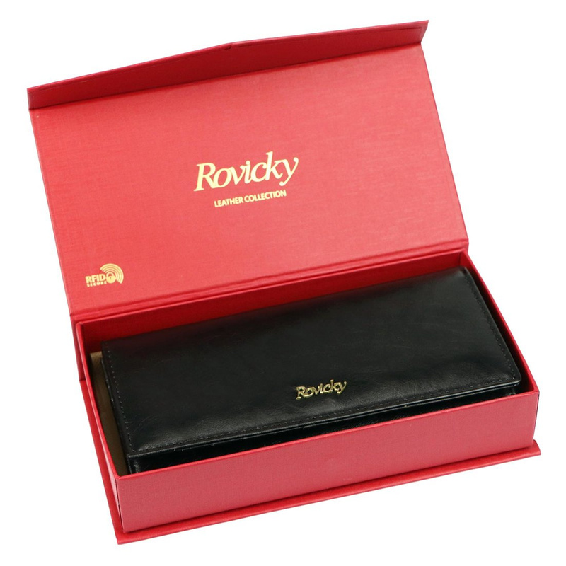 Skórzany damski portfel Rovicky 8802-BPRN RFID
