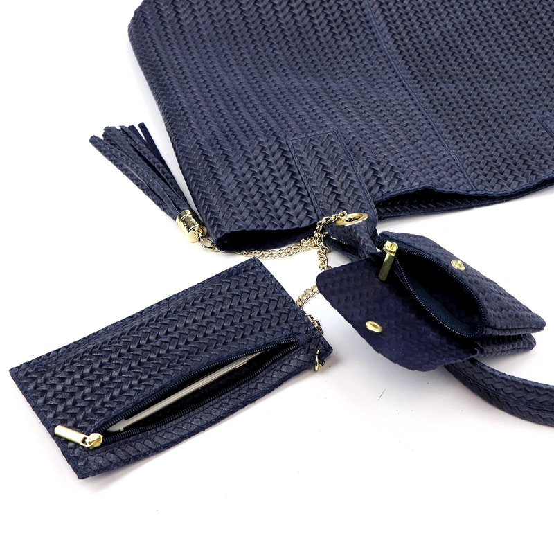 Vera Pelle damska shopperbag z dwoma etui torebka portfel skóra naturalna