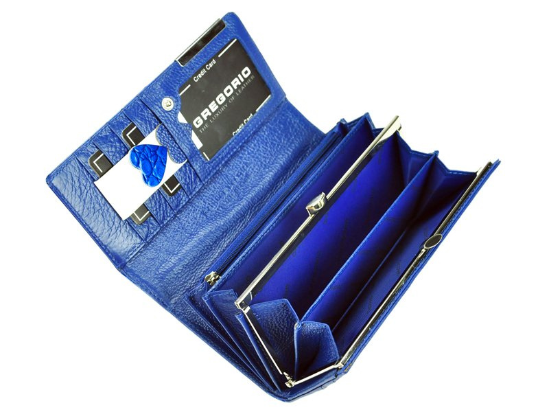 Gregorio damski portfel lakierowany skórzany wzór skóra krokodyla pojemny