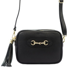 Skórzana Listonoszka damska z brelokiem frędzel