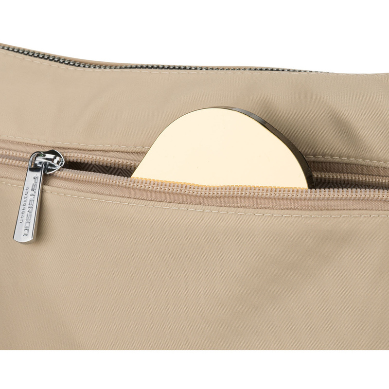 Listonoszka damska z poliestru w kolorze beżowym, jednokomorowa z zewnętrzną kieszonką - Peterson