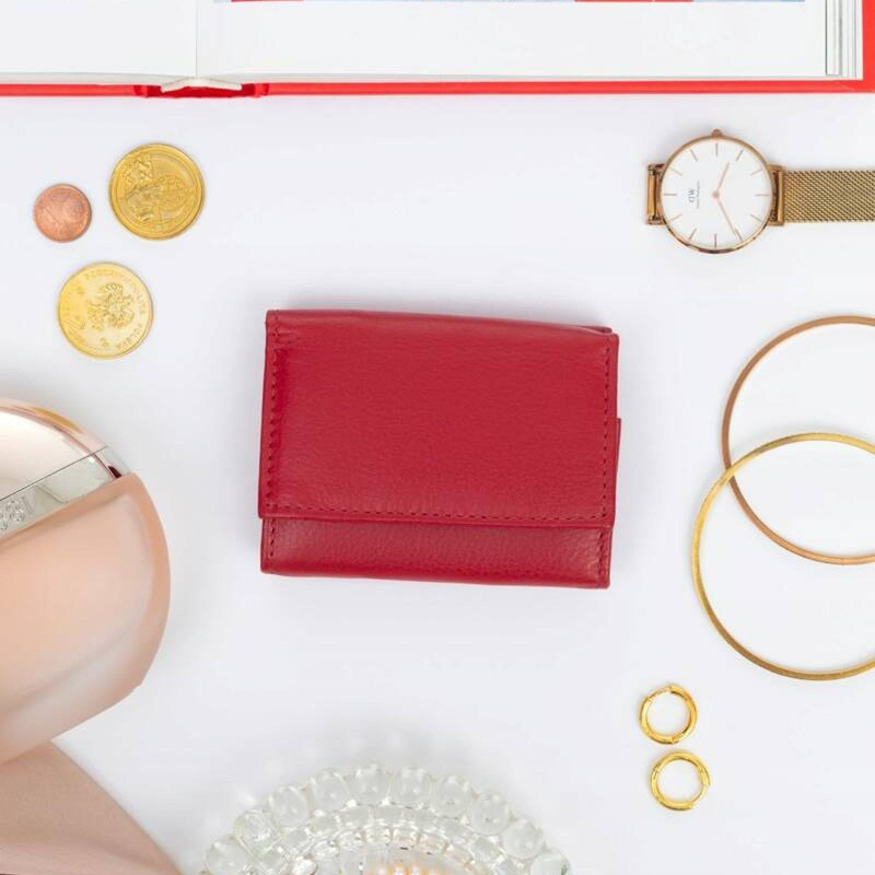 Rovicky Portfel Damski Mała Portmonetka Skóra Naturalna Przegrody Kieszeń