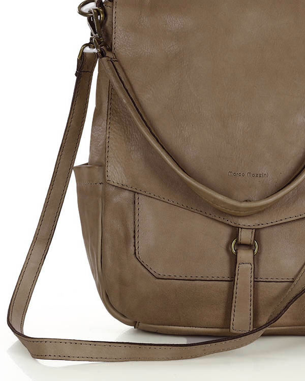 Wygodna torba damska na ramię skóra naturalna vera pelle - MARCO MAZZINI beż taupe
