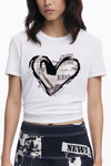 T-SHIRT DAMSKI Z KRÓTKIM RĘKAWEM DESIGUAL BIAŁY