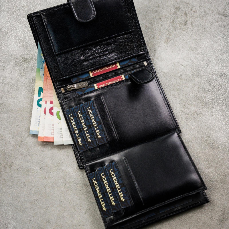 Meski zestaw prezentowy skóra naturalna Peterson PTN SET N4L-NGV-BW BLACK