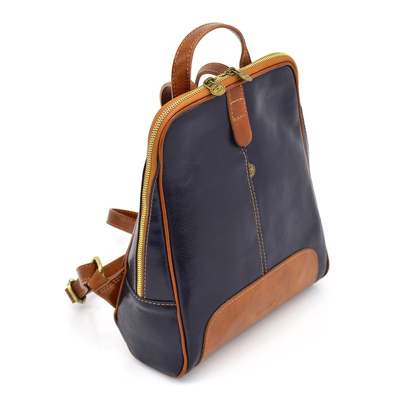 Florence Miejski Damski plecak skóra naturalna z kieszeniami na suwak