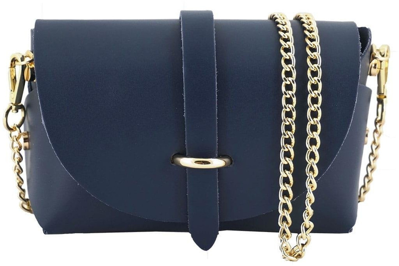 Modna listonoszka wizytowa skórzana - Granatowa