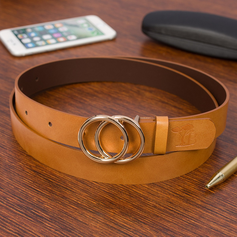 Skórzany pasek damski do spodni sukienki koła klasyczny camel Beltimore B09 : Rozmiar pasków - r.80-95 cm