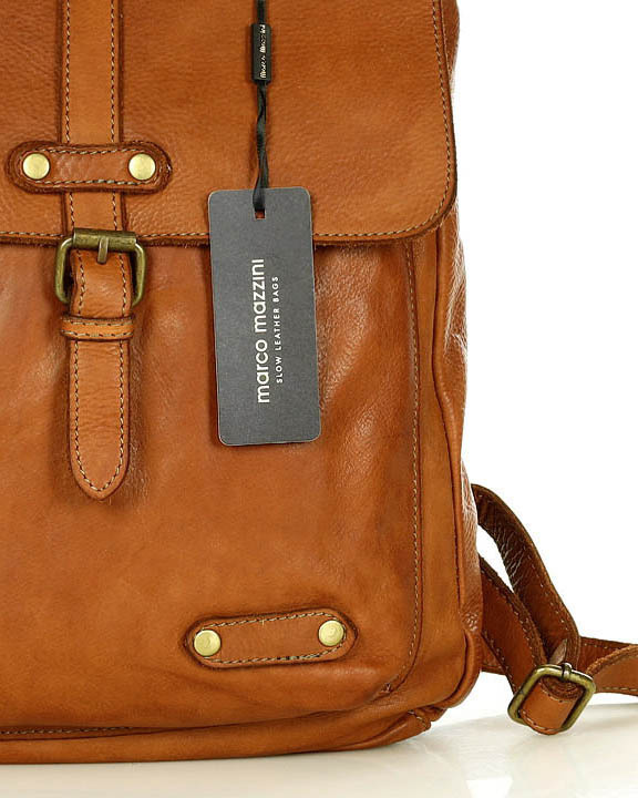MARCO Miejski plecak skórzany w stylu old look handmade leather brąz camel