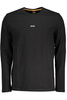 CZARNY MĘSKI T-SHIRT Z DŁUGIM RĘKAWEM HUGO BOSS