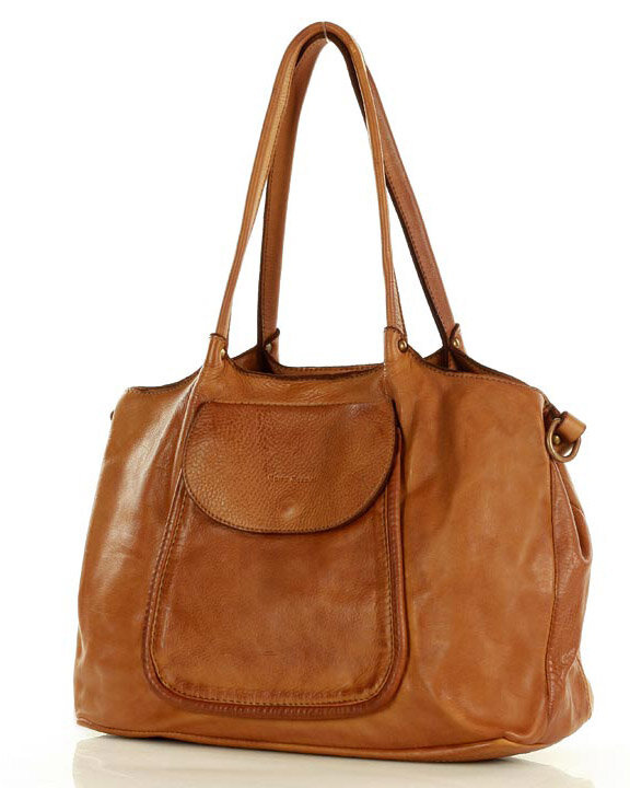 MARCO MAZZINI Torebka skórzana shopper bag ispirato dalla natura brąz