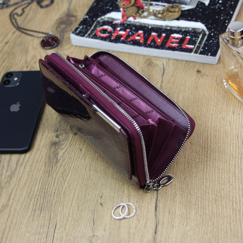 Elegancki damski skórzany duży portfel od Gregorio