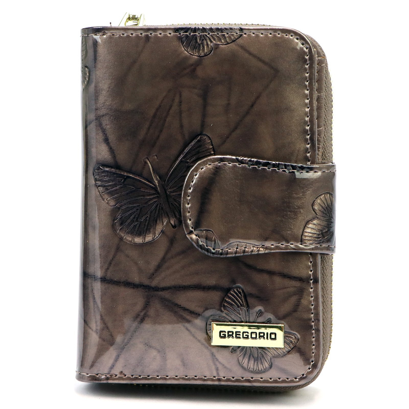 Gregorio portfel damski skóra naturalna lakierowana pionowa portmonetka