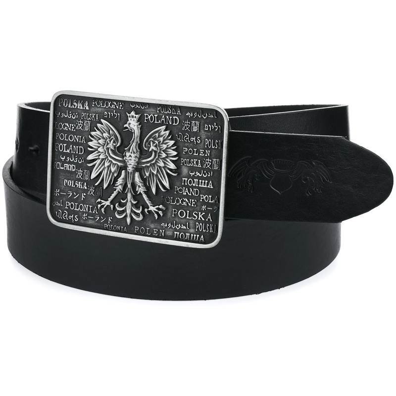 Beltimore skórzany pasek męski czarny szeroki premium W38 : Kolory - czarny, Rozmiar pasków - r.120-135 cm