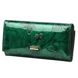 Gregorio damski portfel podłużny skórzana duża portmonetka w motyle