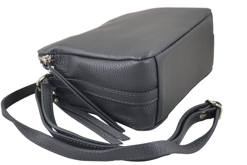 Torebka skórzana damska włoska - Szara ciemna