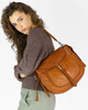 Marco Mazzini Torebka classic saddle bag ze skóry naturalnej na ramie brąz camel