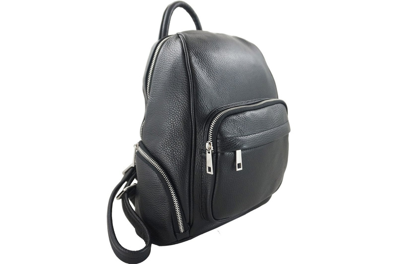 Plecak skórzany damski CASUAL - Czarny