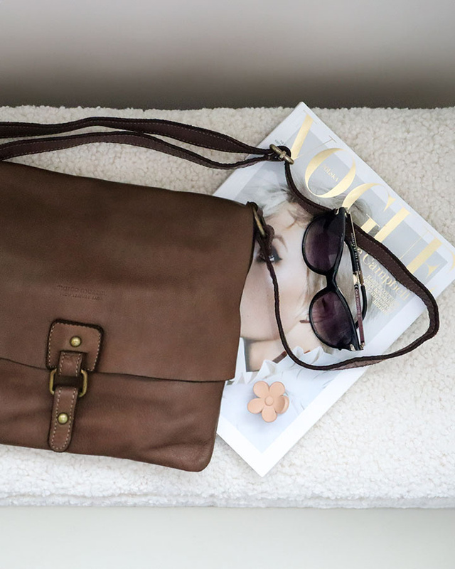 Torebka skórzana listonoszka stylowy minimalizm ala messenger leather bag - MARCO MAZZINI brąz