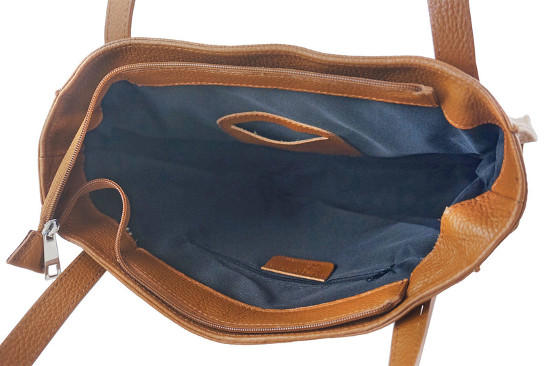 Torebka skórzana na ramię damska - Brązowa jasna