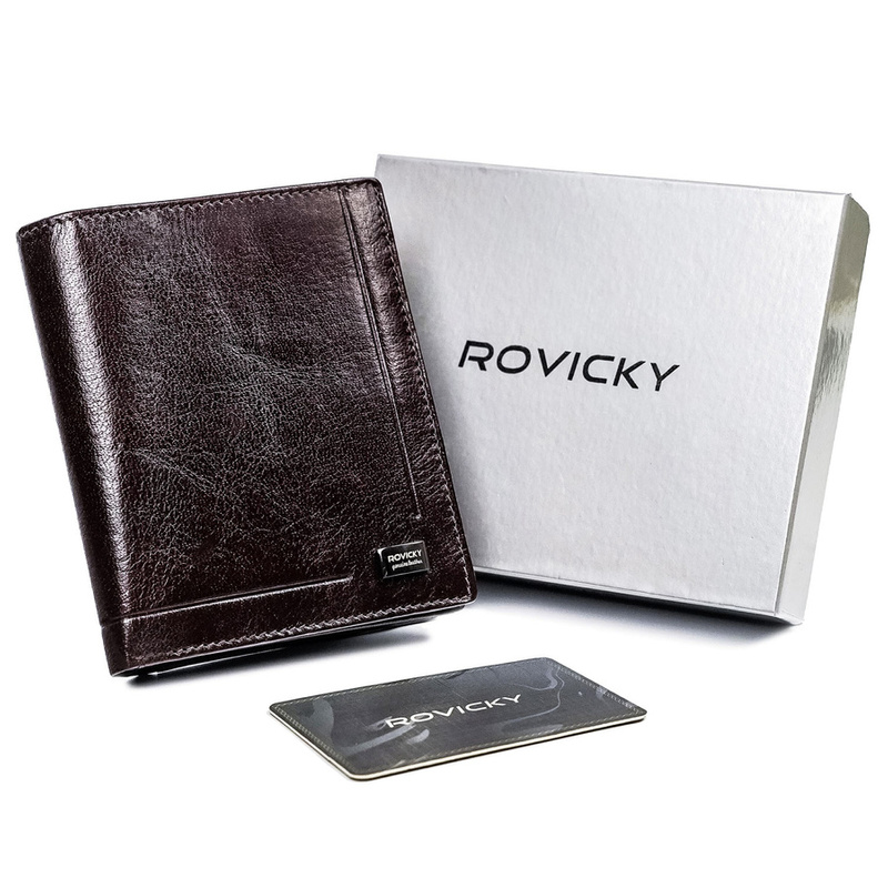 Elegancki pionowy portfel męski skórzany Rovicky