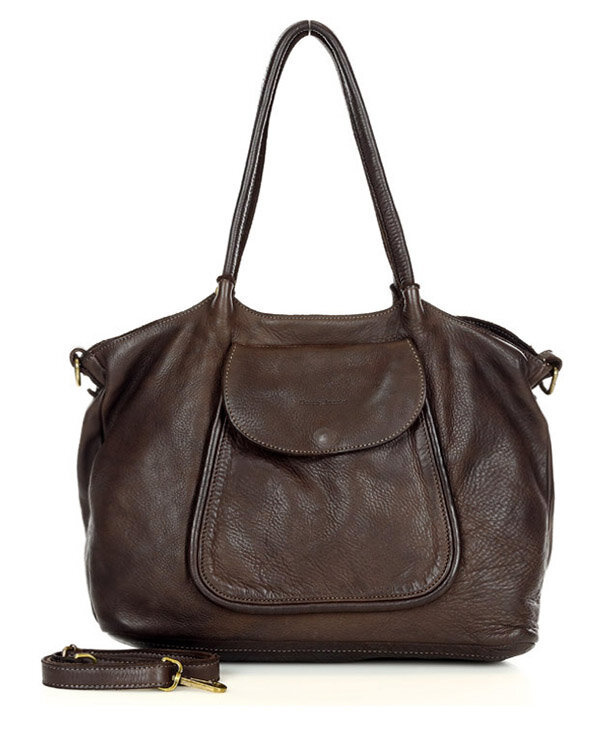 MARCO MAZZINI Torebka skórzana shopper bag ispirato dalla natura brąz